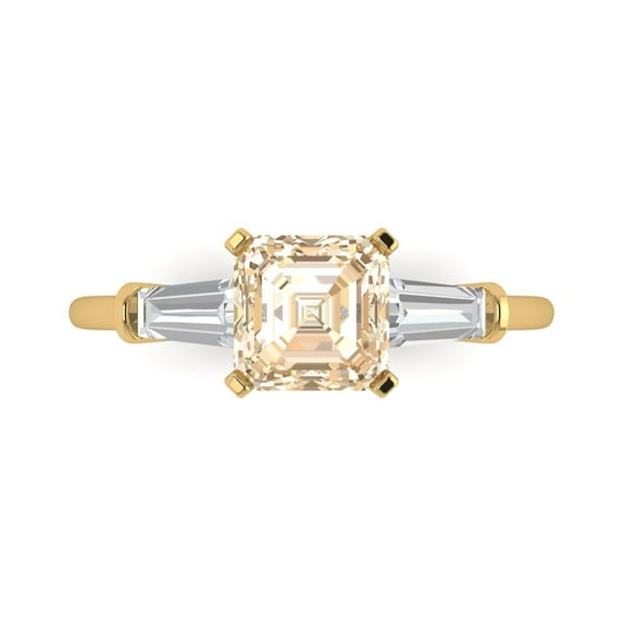 Three-Stone Engagement Ring for Women - 1.62ct Natural Morganite in 18K Yellow Gold Promise Ring
