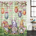 thumbnail image 2 of Easter Gnomes Shower Curtain, Waterproof Shower Curtains for Bathroom, Easter Eggs Spring Tulip Flower Green Plaid Washable Fabric Bathtub Curtain Set Bath Decor with 12 Hooks Extra Long 72"x96", 2 of 8