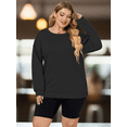 thumbnail image 3 of NISVIYA Plus Size Shirts for Women Fall Dressy Casual Long Sleeve Tops Oversized Crewneck Sweatshirt, 3 of 5