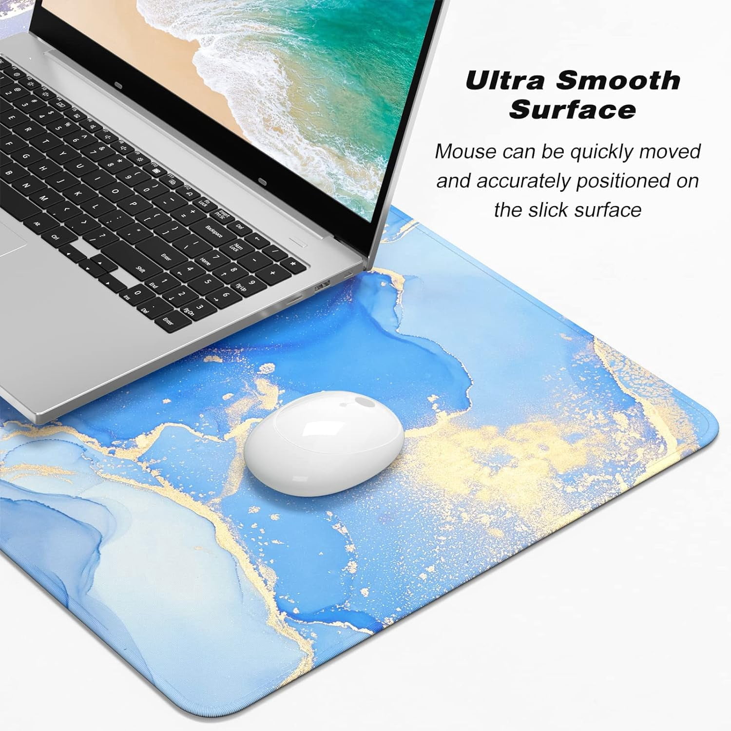 Extended Large Mouse Pad, XXL Gaming Mousepad 31.5 x 15.7 Inch, Big Computer Keyboard Desk Pad, Waterproof Mouse Mat with Stitched Edges and Non-Slip Base for Office Gaming, Purple Marble