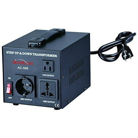 Simran Voltage Transformer, 500 Watt, Step Up and Down, 110 Volt, 220 Volt Power Converter , Black (AC-500)