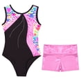thumbnail image 3 of Alvivi Gymnastics Leotards for Girls Kids Sleeveless Printed Biketard with Shorts Athletic Trackusit Zebra 6, 3 of 5