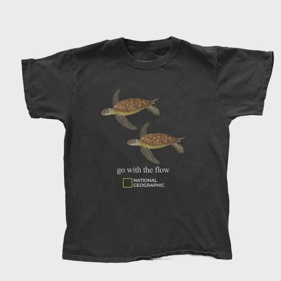 Retro National Geographic Seat Turtle 'go the flow' reprint T-Shirt