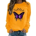 thumbnail image 2 of Dyfzdhu Oversized Sweatshirt for Women Butterfly Graphic Crew Neck Sweatshirts Casual Loose Long Sleeve Workout Pullover Top, Yellow XL, 2 of 4