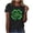 Black-KL-home supplies, variant on Home Ladies St. Patricks Day Printed Round Neck Short Sleeve Shirt Polyester Top for Women Home Decor