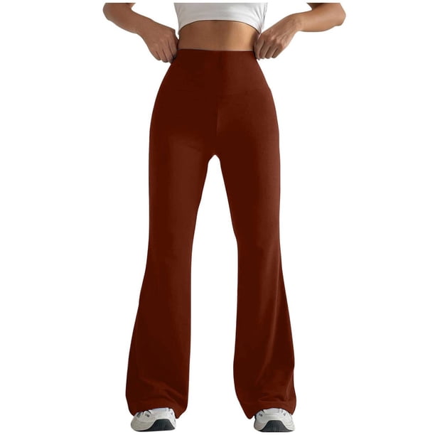 Pantalones de yoga de cintura alta y talle alto para mujer - Pierna ancha, poliéster/spandex, tallas S-XXL, aptos para fitness/casual, secado rápido, alta elasticidad