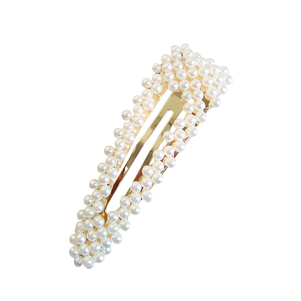 Elegant Women Pearl Hair Clip Snap Barrette Stick Hairpin Hair Accessories Gift 