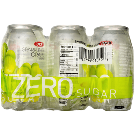 OKF Sparkling Drink, Grape, 6 Pack, 350 mL Bottles, Gluten Free, Zero Calorie