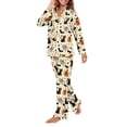thumbnail image 5 of DISNIMO Womens Pajama Sets Cat Pumpkin Bat Print Long Sleeve Sleepwear with Long Pants Button Up Loungewear Oversized V Neck Nightwear Halloween Lounge Set, M, 5 of 7
