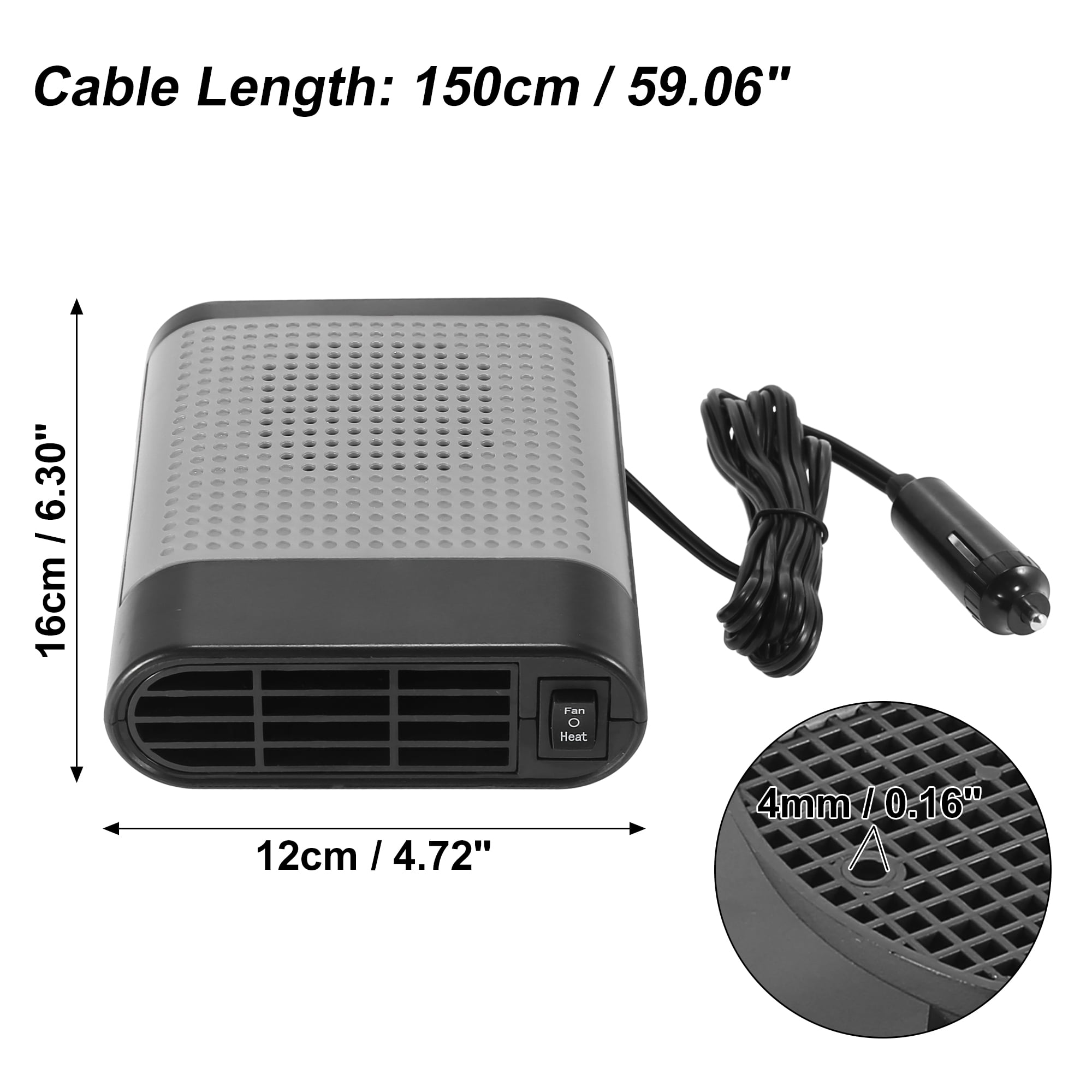 Grey Upgrade Portable 2 in 1 Car Heater Defroster Car Air Fan Window Demister 30 Seconds Fast Heating Quickly Defrosts Defogger,12V 150W Portable Auto Ceramic Heater 