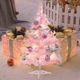 thumbnail image 4 of MXTPOV Pink Christmas Tree for Girls, Artificial Flocked Christmas Tree with Christmas Decorations Balls Bows Snowflakes, Xmas Tree with LED Lights for Tabletop Party Home Decor, 24inch, 4 of 6