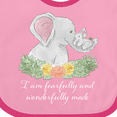 thumbnail image 4 of Inktastic I am Fearfully and Wonderfully Made Elephants and Flowers Boys or Girls Baby Bib, 4 of 4