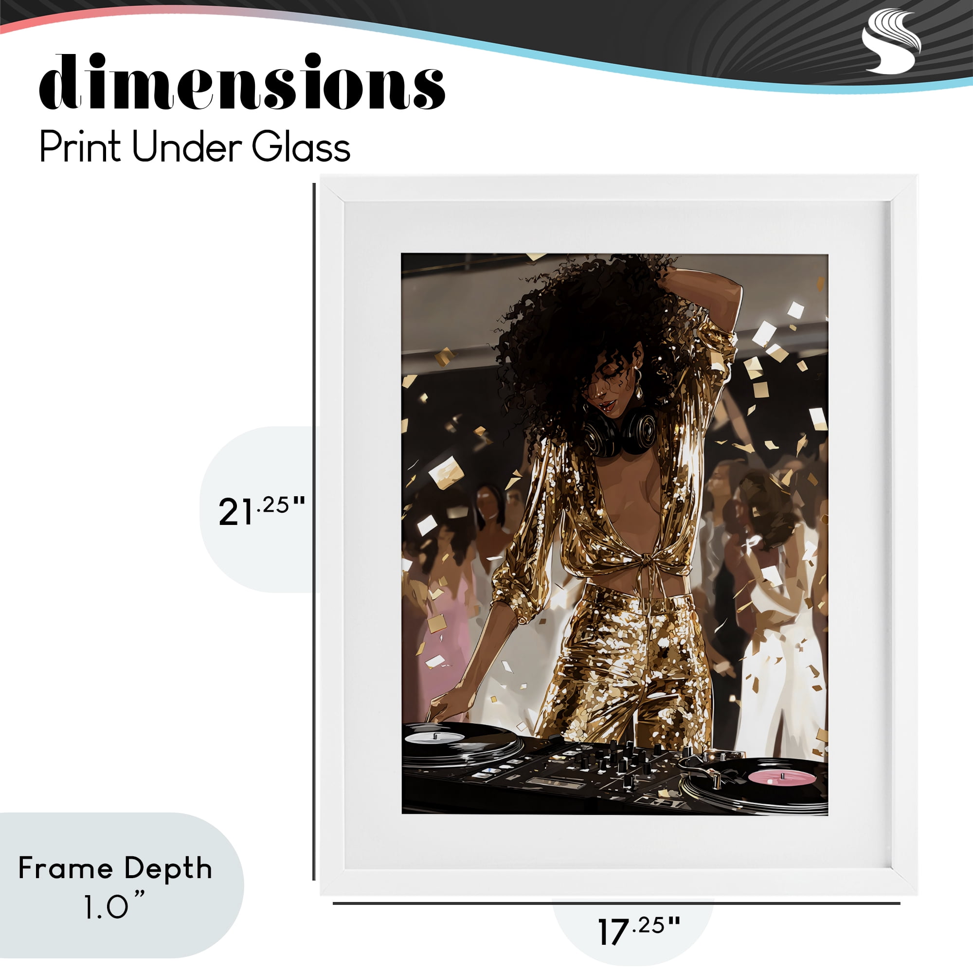 Stupell Industries Shimmering DJ in Sequins White Framed Print Under Glass, design by Franklyn Gregory