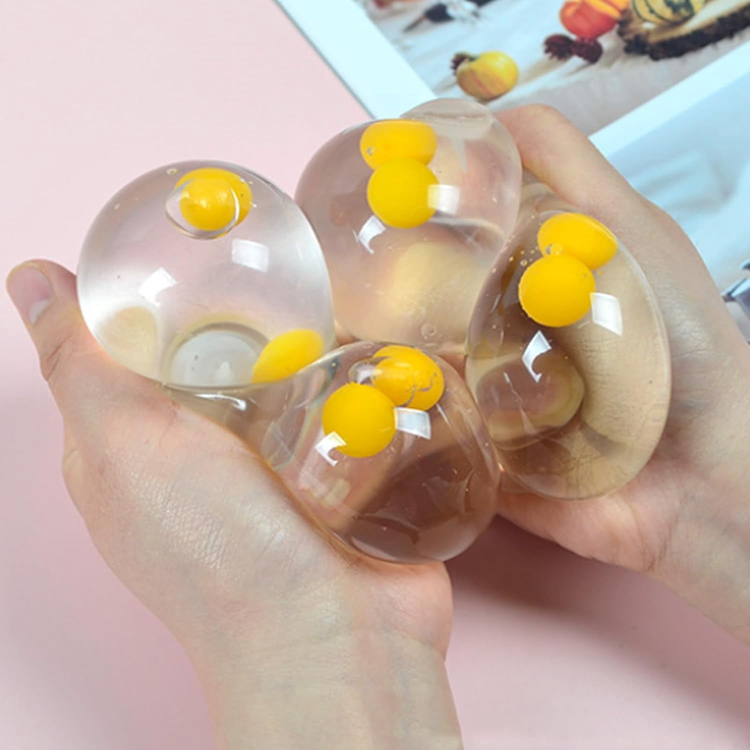 Splat Egg Squishy, Giant Easter Squishy Egg, Big Sticky Clear Double Eggs Yolk for Adults