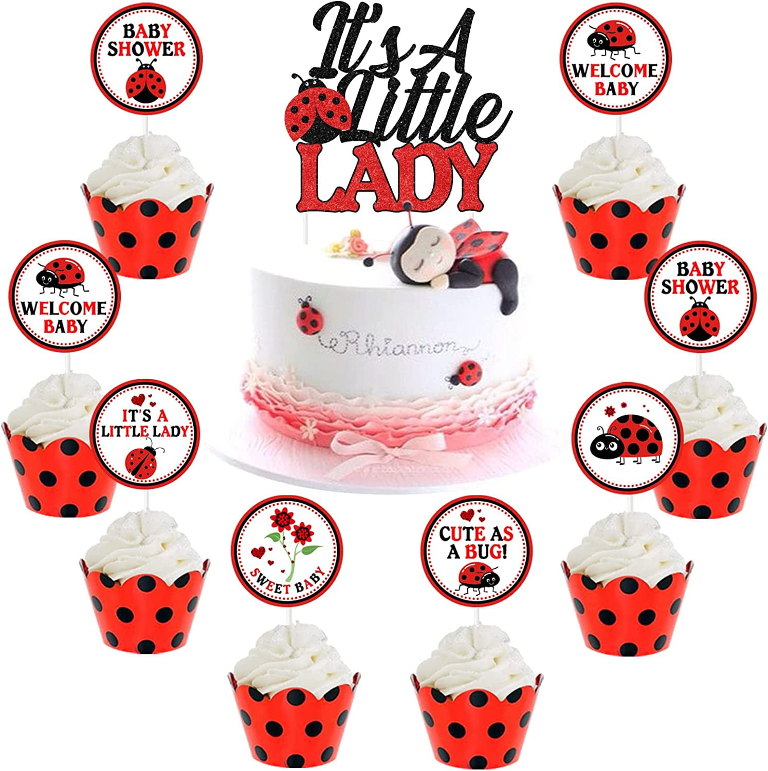 Ladybug Baby Shower Decorations 25Pcs Ladybug Cake Toppers It’s A