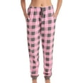 thumbnail image 2 of Mohiass Women's Buffalo Plaid Print Jogger Pants with Pockets Drawstring Cuffed Ankles Casual Pajama & Lounge Pant Pink 3XL, 2 of 5
