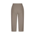 thumbnail image 6 of Womens Casual Cropped Pants Stretch High Waist Work Business Casual Capris Trouser with Pockets (S, Brown), 6 of 7
