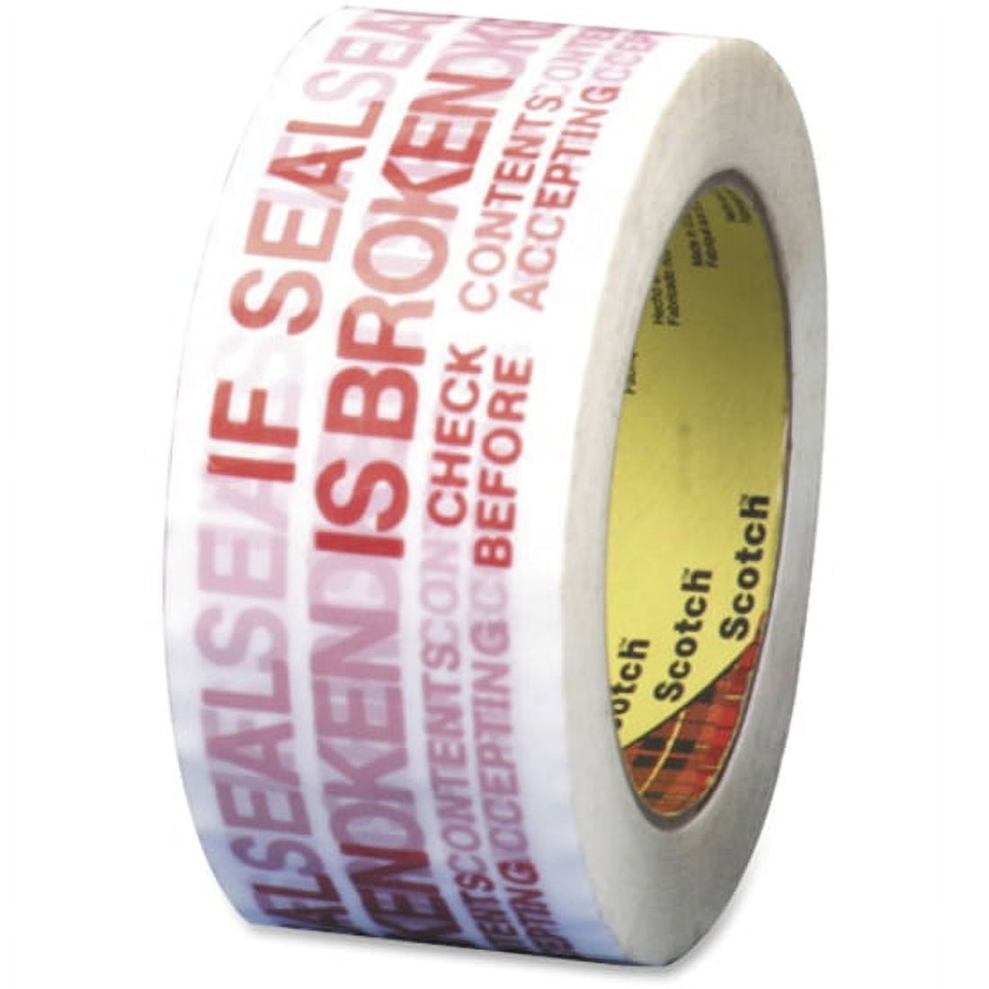 Scotch Preprinted Message Seal Broken Tape - 109.36 Yd Length X 1.88" Width - 1.9" Thickness - 4.48" Dia - 3" Core - Polypropylene Film Backing - 36 / Carton - White