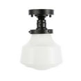 thumbnail image 3 of Lyle 1 light Black and frosted white glass Flush mount, 3 of 7