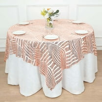 Efavormart 72" Blush Rose Gold Sparkly Sequin Geometric Tulle Square Table Overlay