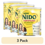 (3 pack) NIDO Fortificada Dry Whole Milk Powder with Vitamins A, C, D, Iron & Calcium, 12.6 oz Canister