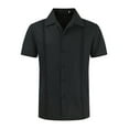thumbnail image 3 of Kaemgyyd Men's Linen Shirts Lightweight Short Sleeve Casual Tops Loose Solid Button down Beach Vaction Summer Wedding Tee, 3 of 4