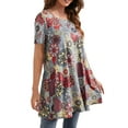 thumbnail image 4 of Fantaslook Plus Size Womens Tunic Tops Short Sleeve Casual Floral Shirts Swing Flare Dressy Blouses, 4 of 6