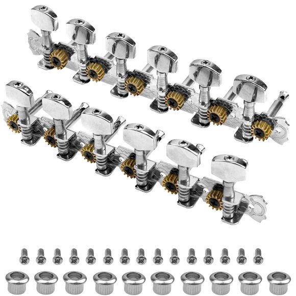 Yootones Clavijas de afinación de metal para guitarra de 12 cuerdas Clavijas de afinación Afinadores 6R6L 1:14 Compatible con guitarras acústicas de 12 cuerdas Cromadas