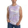 thumbnail image 2 of Lsque Lavender Glitter Foil Stripes Print Men's Cotton Blend Sleeveless Muscle Shirts (S-3XL)- Moisture Wicking, Odor Protection, UPF 30+,Small, 2 of 8
