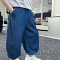thumbnail image 4 of WRKEKC Jeans for Boys Tencel Denim Elastic Waist Jogger Style Anti Mosquito Lightweight Casual Kids Pants 5-15 Years, 4 of 9