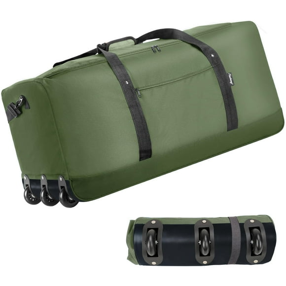 Bolsa de viaje Finnhomy, 120 L, plegable con 3 ruedas, 82 x 36 x 40 cm, color verde