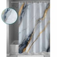 thumbnail image 4 of Abstract Shower Curtain, 36" x 72", Grey White Marble Texture Golden Lines Waterproof Bathroom Curtain Washable Shower Curtain Set with 12 Hooks, 4 of 6