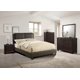 thumbnail image 1 of California King Size Bed 1pc Bed Set Brown Faux Leather Upholstered Two-Panel Bed Frame Headboard Bedroom Furniture My Lux Decor Round, 1 of 6