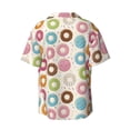 thumbnail image 5 of Uemuo Colorful Donuts Pattern Cotton Linen Short Sleeve Shirts,Casual Lightweight Button Down Shirts,Vacation Beach Summer Tops-Small, 5 of 7