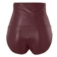 thumbnail image 7 of Women's Shorts Wide Leg High Waisted Pu Leather Skinny Sexy Summer Casual Beach Shorts S-2XL, 7 of 7