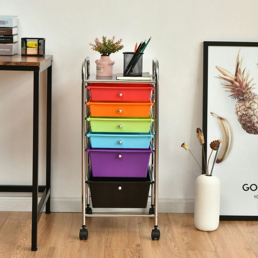 Spaco 6 Drawers Rolling Storage Cart Organizer-Multicolor, Craft Organizers and Storage, Multipurpose Organizer Cart for Home, Office, School