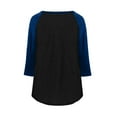 thumbnail image 6 of Otntypg Women's Raglan V Neck Summer Baseball Tops 3/4 Sleeve Ladies Button Henley Shirt Trendy Oversized Workout Tunics Color Block Tees Boyfriend Style Blouse Blue#02 XXL, 6 of 10