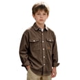 thumbnail image 6 of OGLCCG Boys Corduroy Shirts Kids Western Long Sleeve Botton Down Shirts Casual Fall Lapel Collared Shacket Jacket Size 4-14(Brown,8 Years), 6 of 6