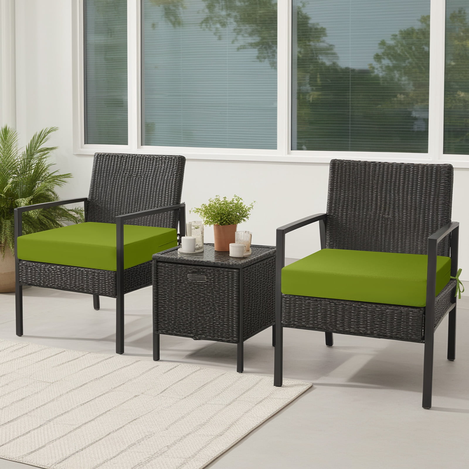 idee-home Outdoor Chair Cushions Set of 2, Outdoor Seat Cushions 19x19 Waterproof, Patio Chair Cushion Color Fastness with Ties Patio Furniture Garden Sofa Couch Pads