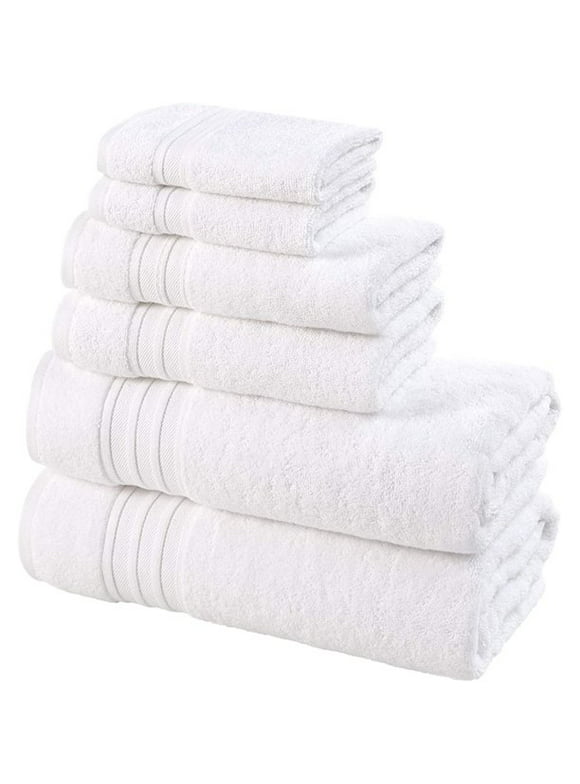 Hammam Linen Bath Towels 6 Piece Set White Soft Fluffy, Absorbent and Quick Dry Perfect for Daily Use