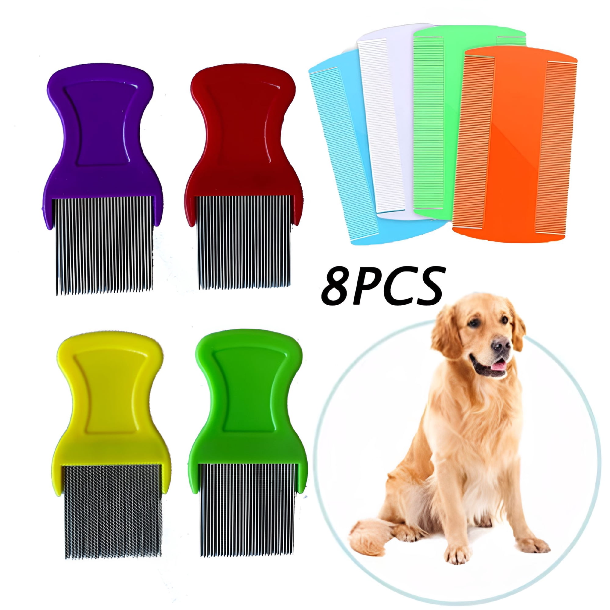 ACDANC 8 Pcs Flea Comb for Dogs and Cats, Fine Tooth Pet