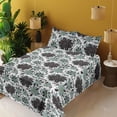 thumbnail image 2 of Ambesonne Spring Fitted & Flat Sheet with Shams 4 Pcs Set, Flowers Flora Scene Pattern, Full, Reseda Green Grey and White, 2 of 5