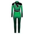 thumbnail image 4 of TiaoBug Girls Full Body Unitard Long Sleeve Gymnastics Leotard Rhinestones Patchwork Ballet Dance Costume Green 14, 4 of 5
