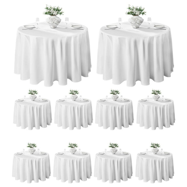 Mantel VidaFete redondo, 335 cm, poliéster, 10 unidades, color blanco