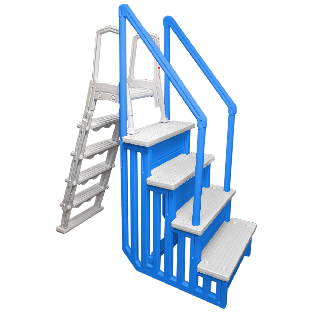 Aqua Select AntiSlip Pool Steps with FlipUp Safety Ladder for Above