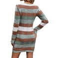 thumbnail image 6 of Women'S Striped Sweater Dress High Waist Knit Textured V Neck Long Sleeve Bodycon Dress Knit Mini Dress Green M, 6 of 9