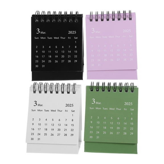 Masteelf 4pcs Mini Desk Calendar Set Mini Simple Desk Calendar Mini Standing Flip Desktop Calendar Mini Desk Stand Calendar Creative Desk Calendar