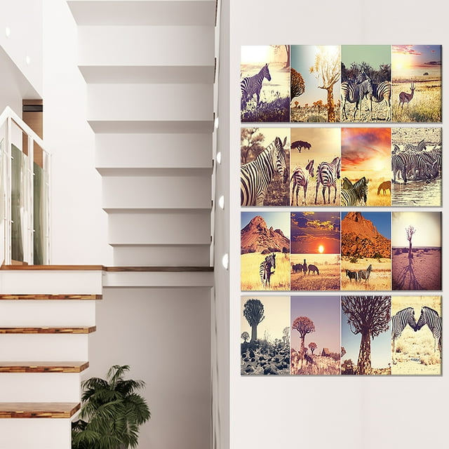 African Wildlife and Nature Collage - African Landscape Canvas Art Print
