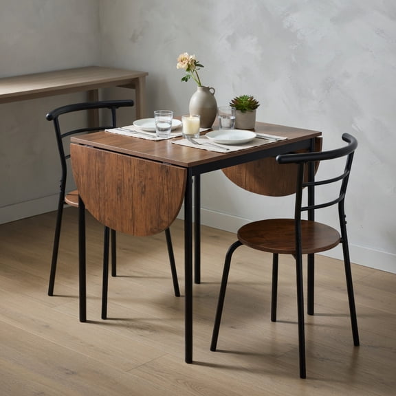 Resenkos Dining Table Set,Dining Table Chairs Set3 Pieces Dining Set with 2 Chairs and Modern Kitchen Table for Small Space-Brown