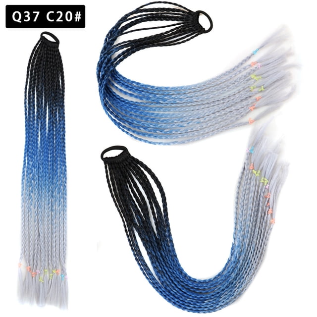 Zhuge 2 piezas de extensiones de cabello trenzado de colores, accesorios para extensiones de cabello trenzado con bandas de goma sintéticas para mujeres, T